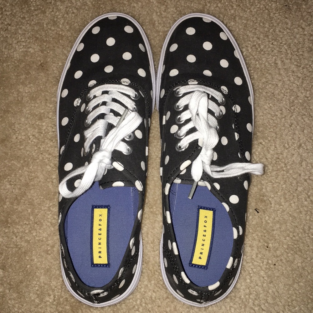 Black and white polkadot sneakers